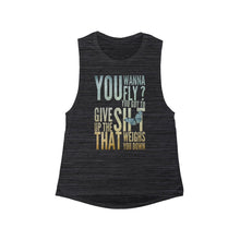 Load image into Gallery viewer, Wanna Fly? - Women&#39;s Flowy Scoop Muscle Tank (front print only)
